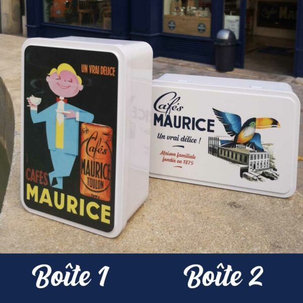 boîte à sucre en métal Cafés Maurice