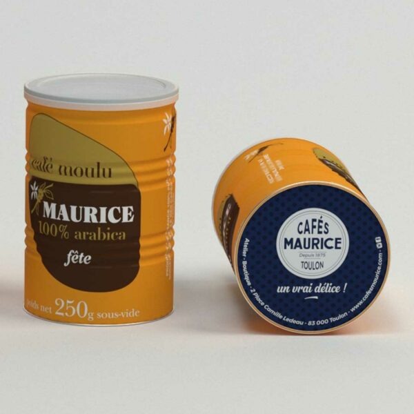 Boîte en métal pour la conservation des Cafés Maurice