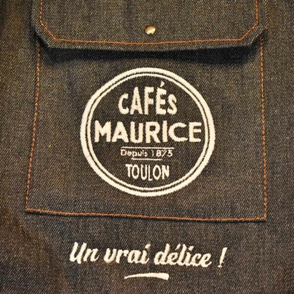 tablier en jean denim Cafés Maurice Toulon 83