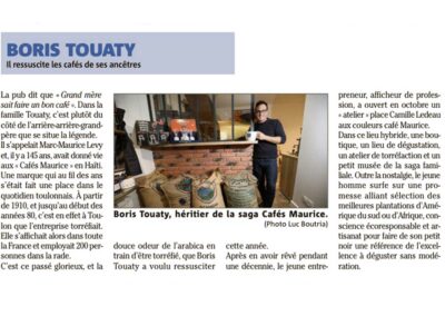 Cafés Maurice Varois de l'année Var Matin décembre 2020 Cafés Maurice Toulon 83