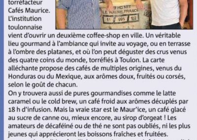 Var Matin 8 août 2023 Cafés Maurice, une invitation au voyage