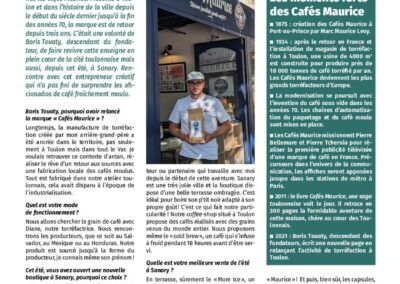 Var iInfo 26 septembre 2023 Cafés Maurice une nouvelle adresse à Sanary Cafés Maurice torréfacteur Toulon 83