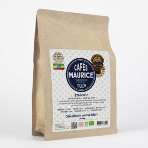 Café Ethiopie bio de forêt Cafés Maurice - 100% arabica Heirloom - région Oromia - process lavé - intensité 7/10 - certifié Ecocert