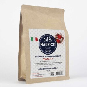 Sachet kraft 250g café Création Maison Maurice Recette 2 style italien intensité 10 sur 10