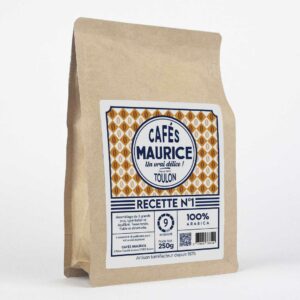 Paquet de café Recette N°1 Cafés Maurice Toulon 100% Arabica 250g, assemblage italien intense et équilibré