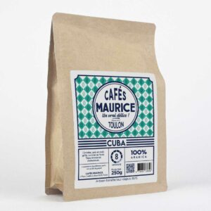 Paquet de café Cuba Cafés Maurice Toulon 100% Arabica 250g, café intense avec notes de céréales, pain grillé et caramel