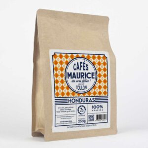 Paquet de café Honduras Cafés Maurice Toulon 100% Arabica 250g, café gourmand aux notes de chocolat, pain grillé et zestes d’orange