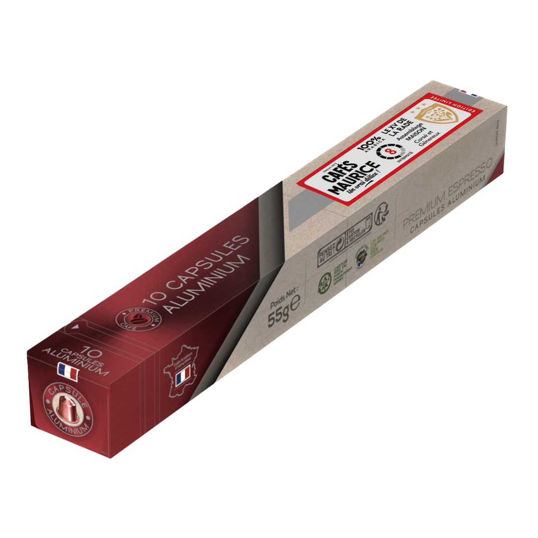 Capsules café Le XV de la Rade Cafés Maurice compatibles Nespresso 100% Arabica intensité 8